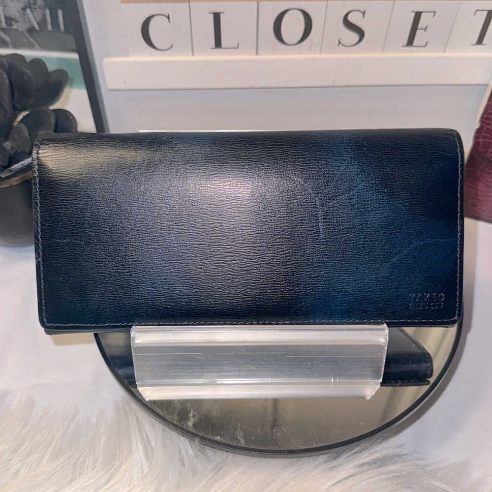 TAKEO KIKUCHI Folding Long Wallet EUC in Navy